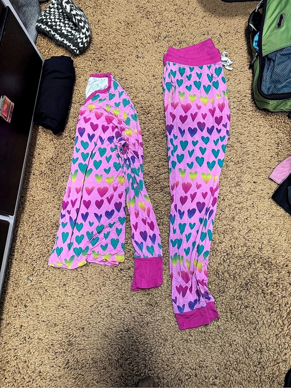 Little Sleepies Women pink ombré rainbow hearts pajama set